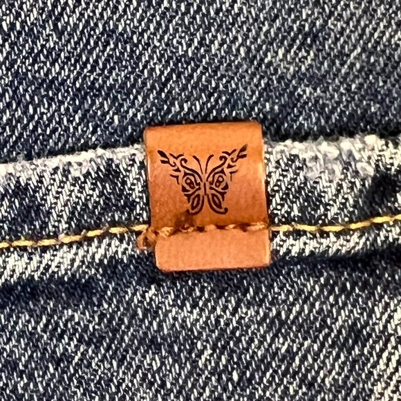 Jessica Simpson Jeans Womens 8 Freesia High Rise Wide Leg Cuffed Denim Navy Blue - Picture 8 of 8